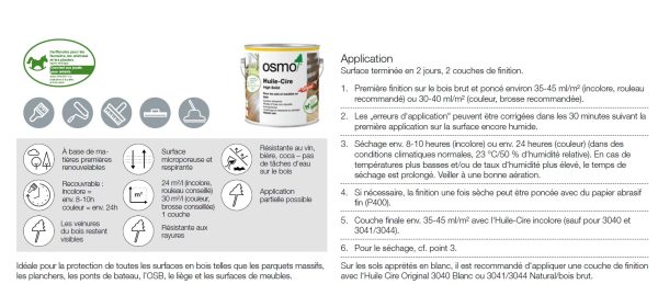 huile cire incolore mat 3062 osmo 2,5l